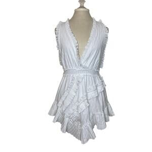 Luxxel White Ruffle Mini Dress Western Boho Size Medium